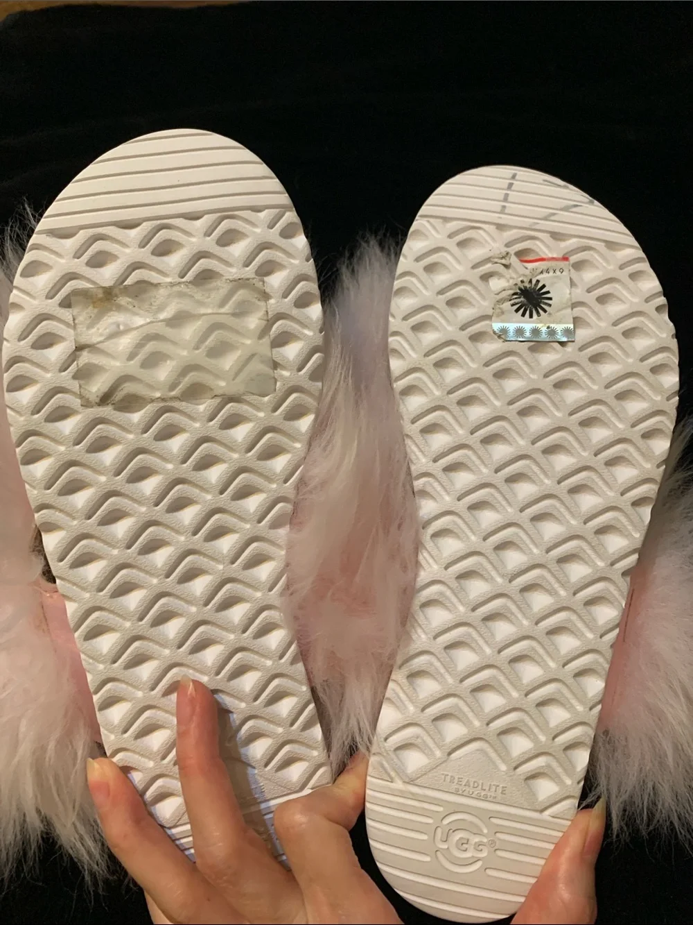 UGG Pink Fuzzy Slingback Slides